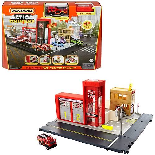Matchbox Aksiyon Srcleri Oyun Seti Ikl ve Sesli tfaiye Kurtarma Ekibi