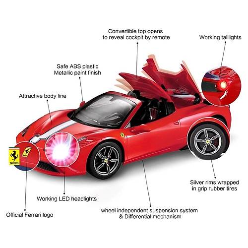 Rastar 1:14 Uzaktan Kumandal Araba Ferrari 458 Speciale Oto Kap Alan 27 Mhz Usb Ikl