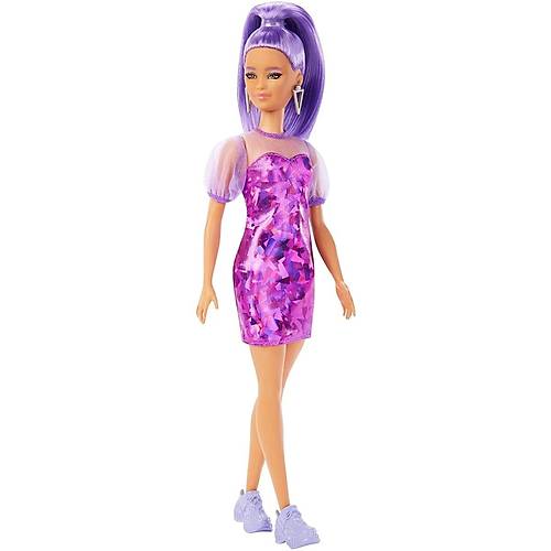 Barbie Byleyici Parti Bebekleri Mor Metalik Elbise
