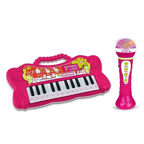 Bontempi 24 Tulu Elektronik Org Seti | Pembe, Ikl ve Mikrofonlu Oyuncak Mzik Aleti