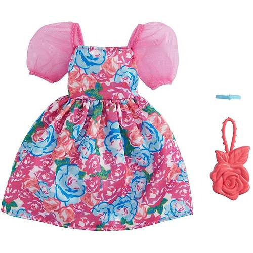 Barbie'nin Kyafet Koleksiyonu Pembe iek Desenli Elbise