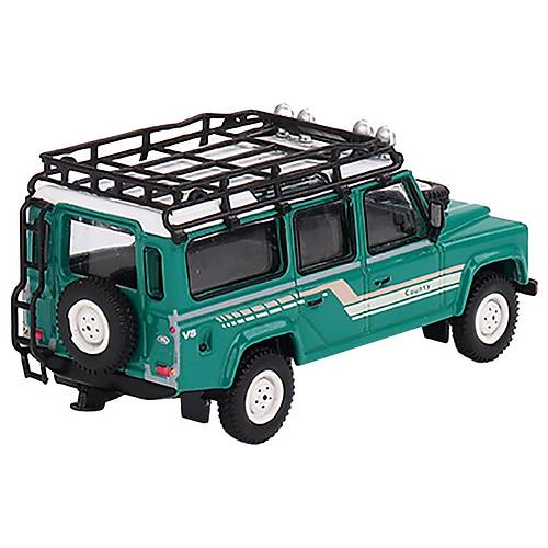 Mini GT 1:64 Scale Land Rover Defender 110 1985 County Station Wagon Trident Green