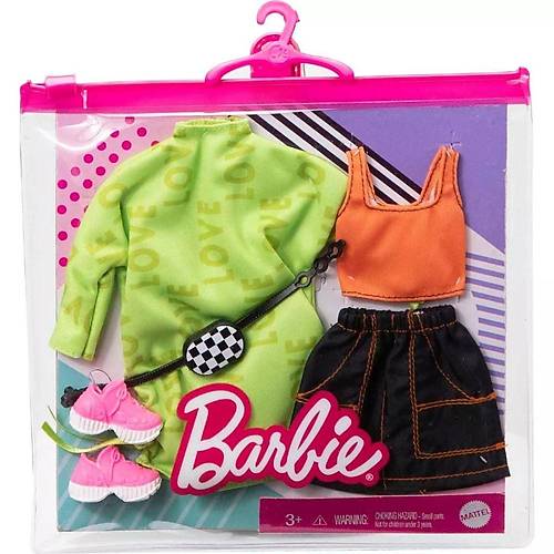 Barbie'nin Kyafet Koleksiyonu 2'li Paketler Yeil Sweatshirt ve Ekose Etek
