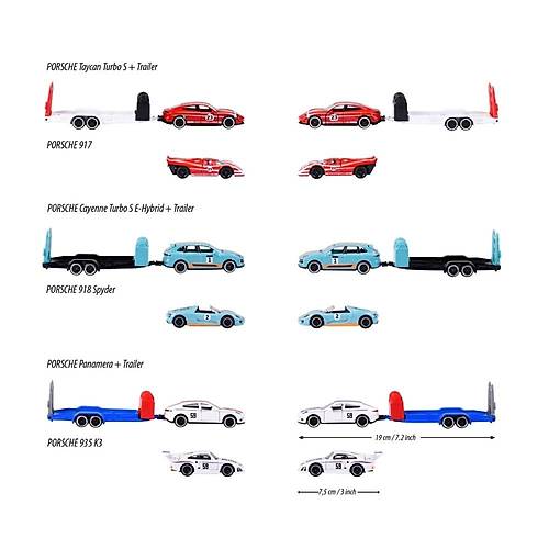 Majorette Porsche Motorsport Race Trailer Porsche Taycan Turbo S + 917