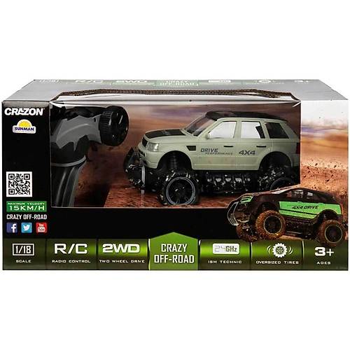 Crazon 1:18 Uzaktan Kumandal 4x4 Crazy Off-Road Araba 2.4 Ghz Usbj arj Gri