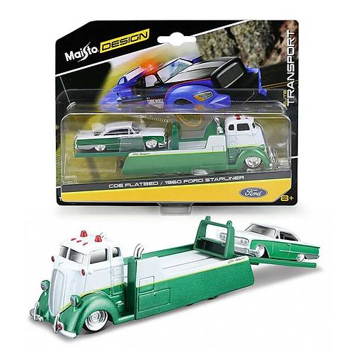 Maisto 1:64 Design Elite Transport Serisi Coe Flatbed ve ''60 Ford Starliner