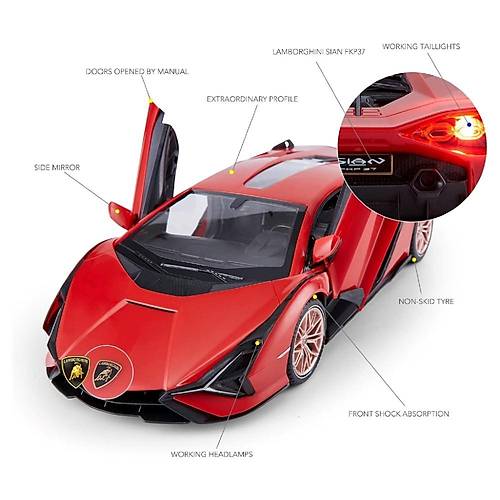 Rastar 1:14 Uzaktan Kumandal Araba Lambroghini Sian FKP 37 Man Kap Alan 2.4 Ghz Ikl Krmz
