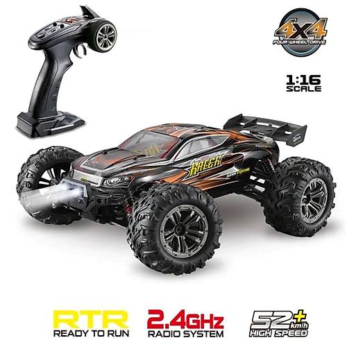 Xinlehong 1:16 Brushless Uzaktan Kumandal Yksek Hzl Rc Araba 52km/s 2.4Ghz 4WD Usb arj Turuncu