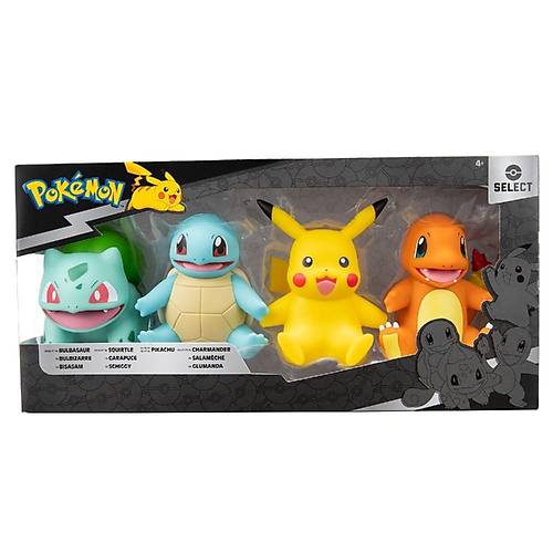 Pokemon Select Seri 4'l Figr Set Bulbasaur & Squirtle & Pikachu & Charmander PKW2571
