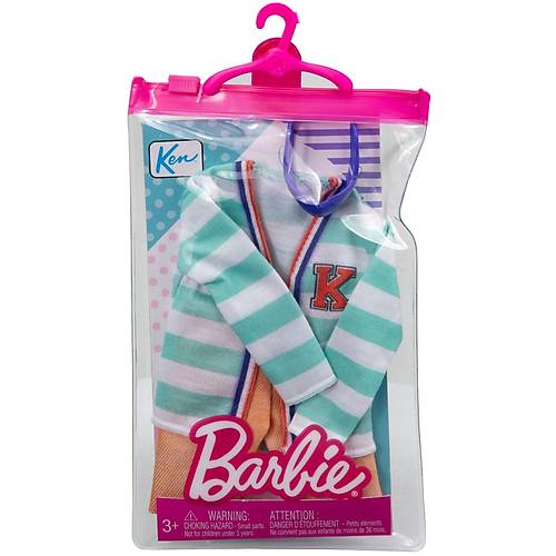 Barbie Ken Bebek Kyafet Koleksiyonu Mavi Beyaz izgili Kazak ve Maske