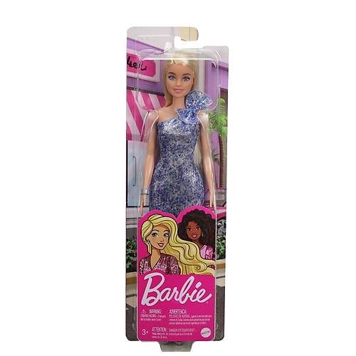 Barbie Prlt Barbie Bebekler Mavi Desenli Elbise