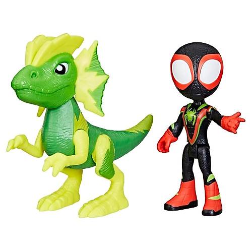 Spidey and His Amazing Friends Dino Webs Figrler F9478-G0121 Miles ''Spin'' Morales & Marvels Electrosaurus