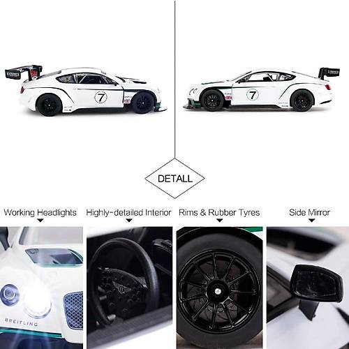 Rastar 1:14 Uzaktan Kumandal Araba Bentley Continental GT3 2.4 Ghz Ikl Beyaz
