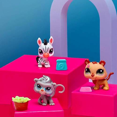 Littlest Pet Shop Miniler 3?l Figr Seti S2 Zebra ? Aslan ? Maymun