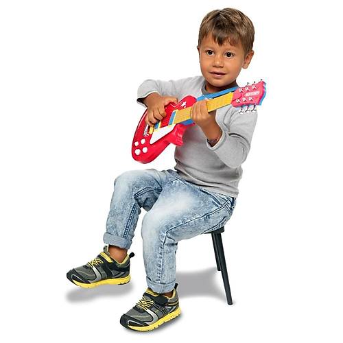 Bontempi 56 cm Elektronik Rock Gitar Oyuncak | Krmz, Tulu, Telli, Askl Mzik Seti