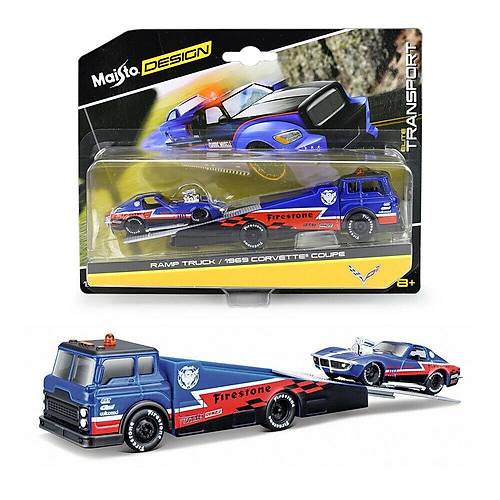 Maisto 1:64 Design Elite Transport Serisi Ramp Truck ve '69 Corvette Coupe