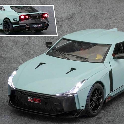 Miniauto 1:24 GTR-50 Diecast Model Araba Gri | Sesli Ikl 20 cm ek Brak Alr Kap