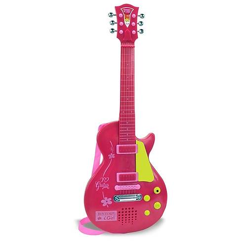 Bontempi Elektronik Rock Gitar Oyuncak | 56 cm Tulu, Telli, Askl Krmz-Pembe Mzik Oyunca