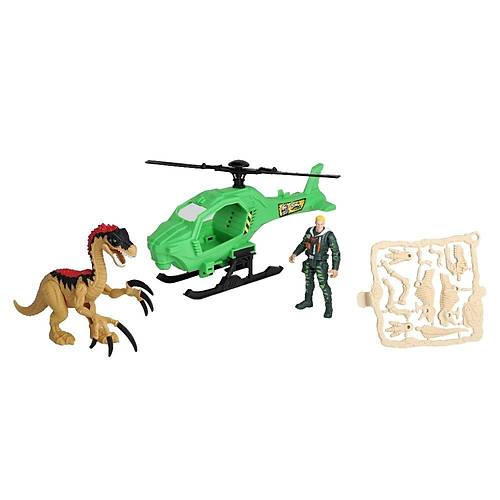 Dino Valley Dinozor Saldrs Oyun Seti | Yeil Helikopter ve Trex Figr