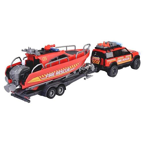 Majorette Ara Seti Land Rover Fire Rescue & Boat Sesli ve Ikl 