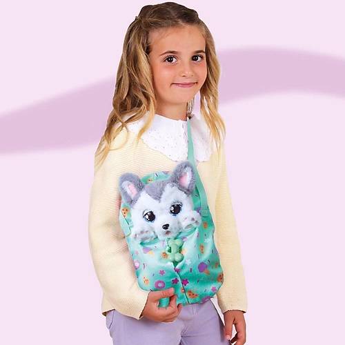 Baby Paws Sesli Yavru Kpek Pelu 20 Cm Husky Yeil anta