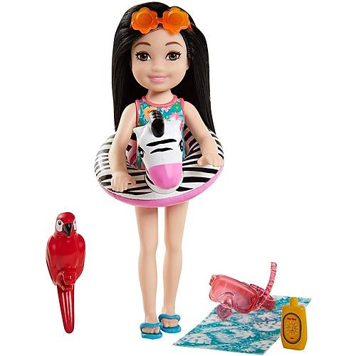 Barbie ve Chelsea Kayp Doum Gn Chelsea ve Hayvanlar Oyun Setleri Zebra Simitli