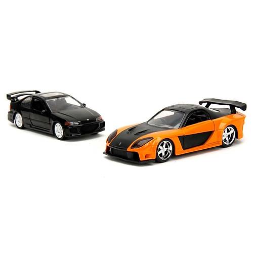 Jada 253202011 Fast & Furious 2'li Paket | 1993 Honda Civic Coupe (F1) & Han's Mazda RX-7 Model Arabalar | Diecast Koleksiyon Seti