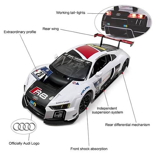 Rastar 1:14 Uzaktan Kumandal Araba Audi R8 Lms 2.4 Ghz Ikl Beyaz
