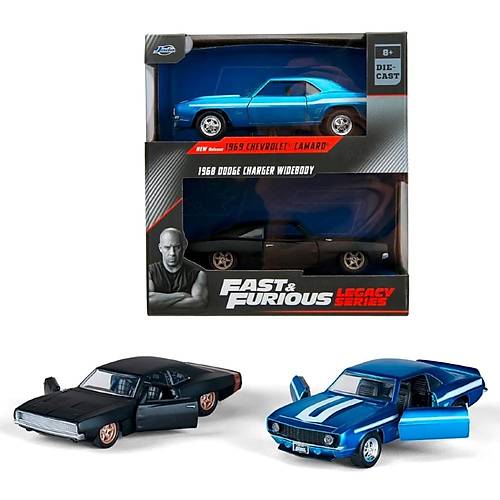 Jada 1:32 Fast & Furious Legacy Series Twin Pack W2/0 Dom's 1968 Dodge Charger Widebody & 1969 Chevr