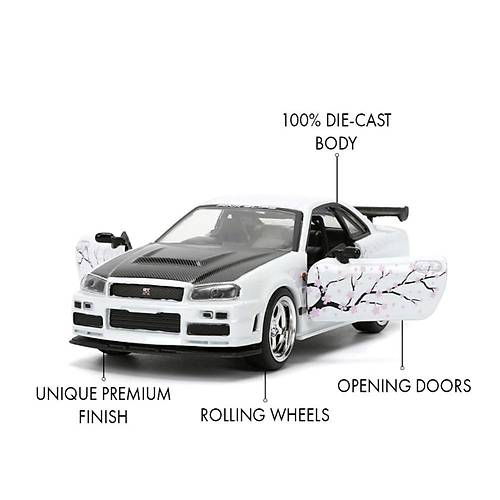 Jada 1:32 Pink Slips 2002 Nissan Skyline GT-R (R34) Model Araba | ocuklar ve Yetikinler in
