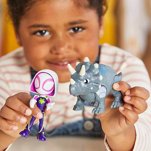 Spidey and His Amazing Friends Dino Webs Figrler F9478-G0122 Ghots-Spider & Rhino Dino