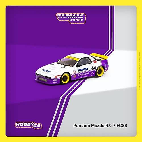 Tarmac 1:64 Pandem Mazda RX-7 FC38 White & Purple T64-066-WP