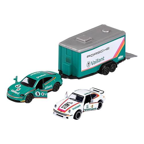 Majorette Race Trailer Porsche Taycan Turbo S + 934