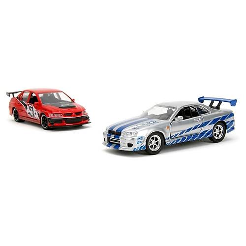 Jada 253202019 Fast & Furious 2'li Paket | 2006 Mitsubishi Lancer Evo IX & Brian's 2002 Nissan Skyline GTR R34 Model Arabalar