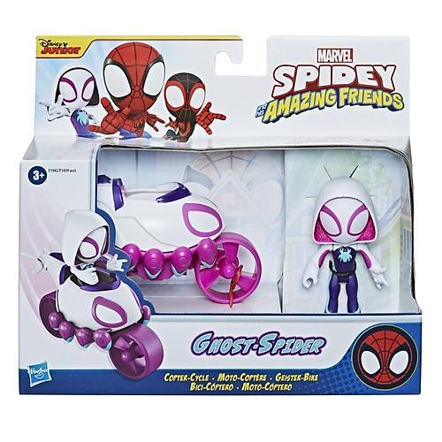 Spidey and His Amazing Friends Ghost-Spider Figr ve Moto-Helikopter