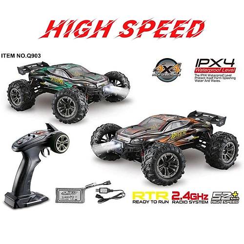 Xinlehong 1:16 Brushless Uzaktan Kumandal Yksek Hzl Rc Araba 52km/s 2.4Ghz 4WD Usb arj Turuncu