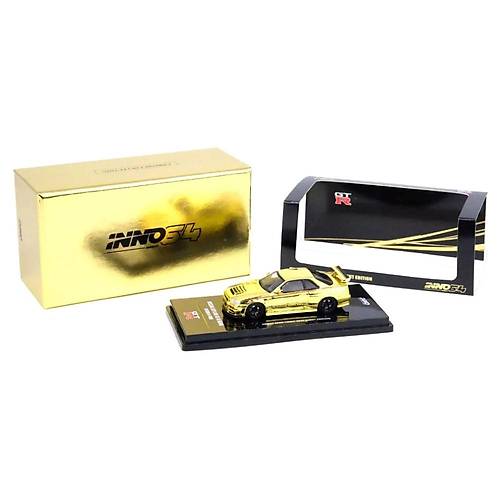 Inno 1:64 Scale Nissan Skyline GT-R (R34) Nismo R-Tune Chrome Gold