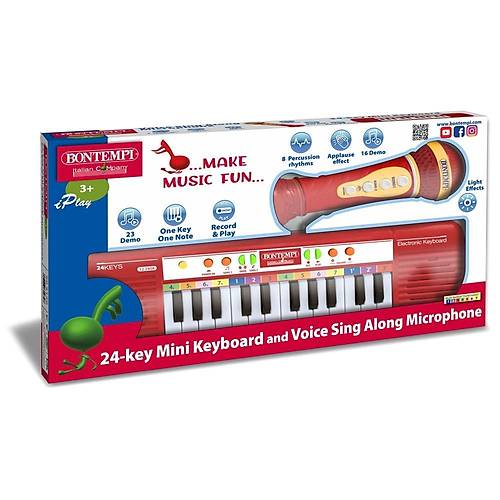 Bontempi 24 Tulu Elektronik Org Seti | Krmz, Ikl ve Mikrofonlu Oyuncak Mzik Aleti