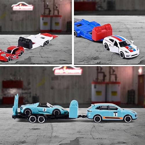 Majorette Porsche Motorsport Race Trailer Porsche Taycan Turbo S + 917