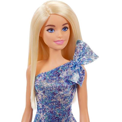 Barbie Prlt Barbie Bebekler Mavi Desenli Elbise