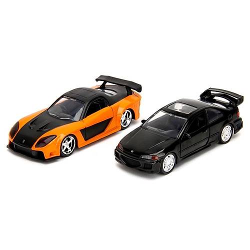 Jada 1:32 Fast & Furious Legacy Series Twin Pack W1/1 Heist Honda Civic EJ1 & Han's Mazda RX-7