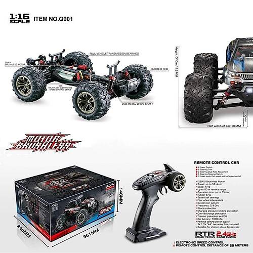 Xinlehong 1:16 Brushless RC Araba | 52km/s 4WD Krmz Kumandal Yksek Hzl Araba