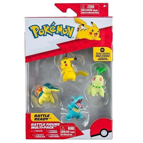 Pokemon Battle 4'l Figr Seti Pikachu & Chikorita & Totodile & Cyndaquil