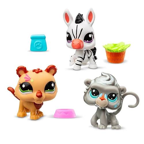 Littlest Pet Shop Miniler 3?l Figr Seti S2 Zebra ? Aslan ? Maymun