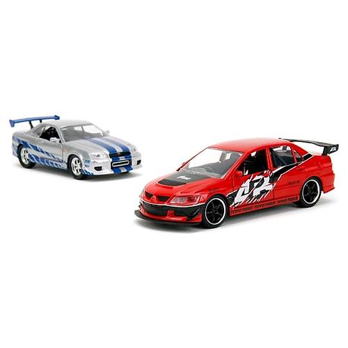 Jada 253202019 Fast & Furious 2'li Paket | 2006 Mitsubishi Lancer Evo IX & Brian's 2002 Nissan Skyline GTR R34 Model Arabalar