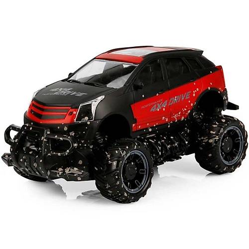 Crazon 1:18 Uzaktan Kumandal 4x4 Crazy Off-Road Araba 2.4 Ghz USB arj Krmz Siyah