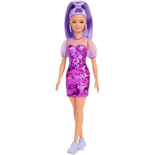 Barbie Byleyici Parti Bebekleri Mor Metalik Elbise