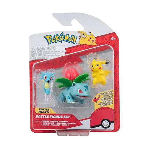Pokemon Battle 3'l Figr Seti Horsea & Ivysaur & Pikachu