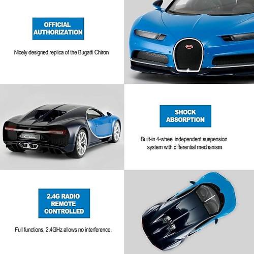 Rastar 1:14 Uzaktan Kumandal Araba Bugatti Chiron 2.4 Ghz Ikl Mavi