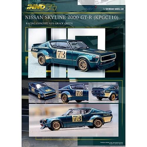 Inno 1:64 Nissan Skyline 2000 GT-R (KPGC110) Racing Concept Green IN64-KPGC110RC-GRN